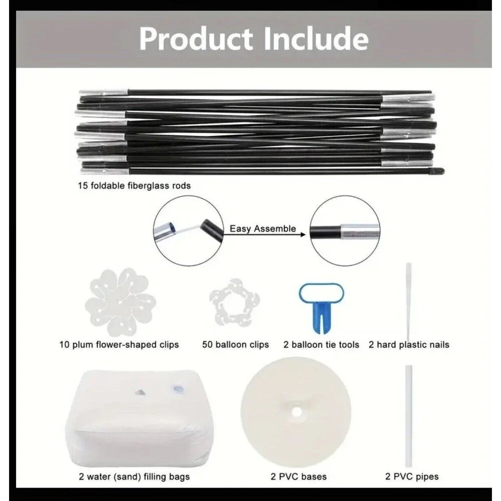 Balloon Arch Kit Adjustable Plastic Column Stand 10ft x 9ft Reusable DIY Decor
